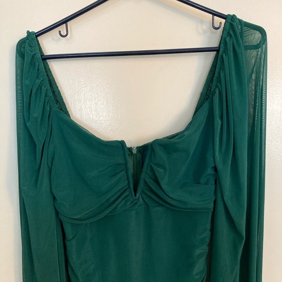 Amazon women's elegant puff sleeve, Square neck, XXL mesh bodycon mini dress - Picture 3 of 10